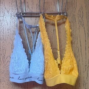 PINK Victoria's Secret Lace Bralette Duo in Yellow & Blue